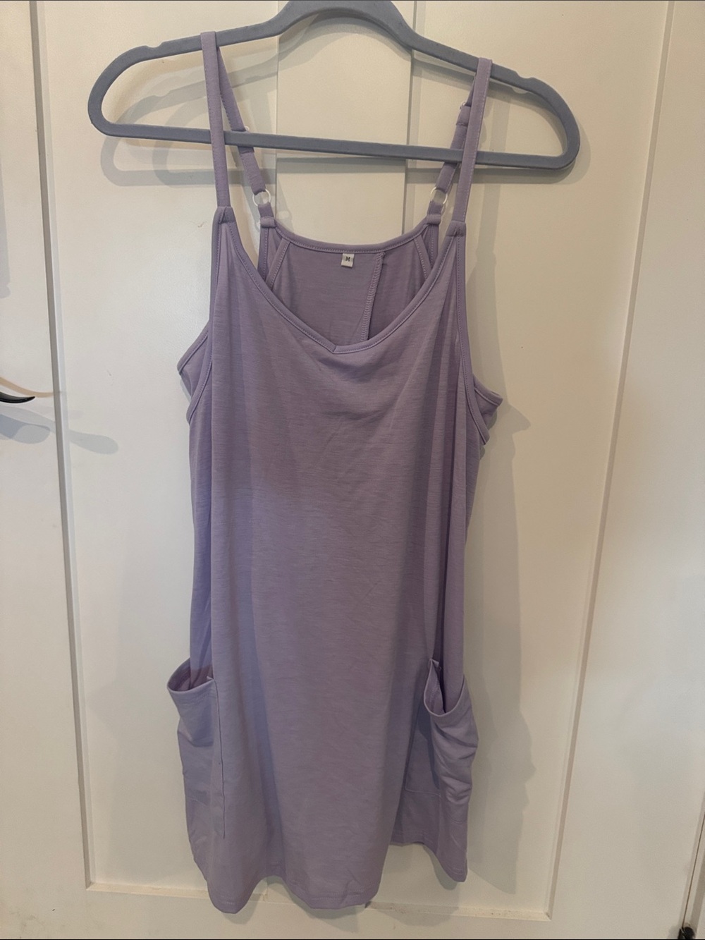 Lavender Strappy Tank Dress with Pockets - Picture 3 of 4